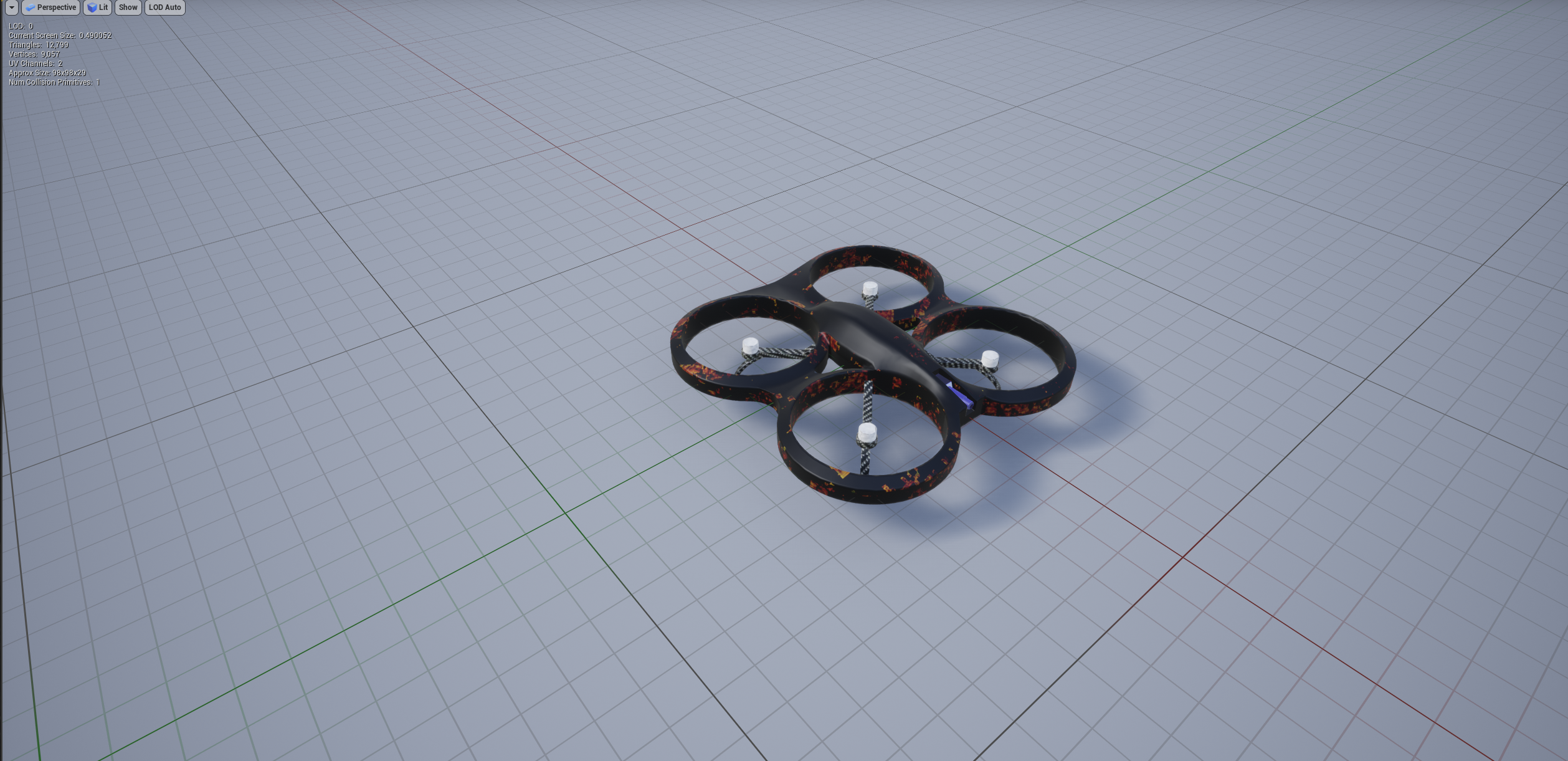 Quadrotor model used in simulation